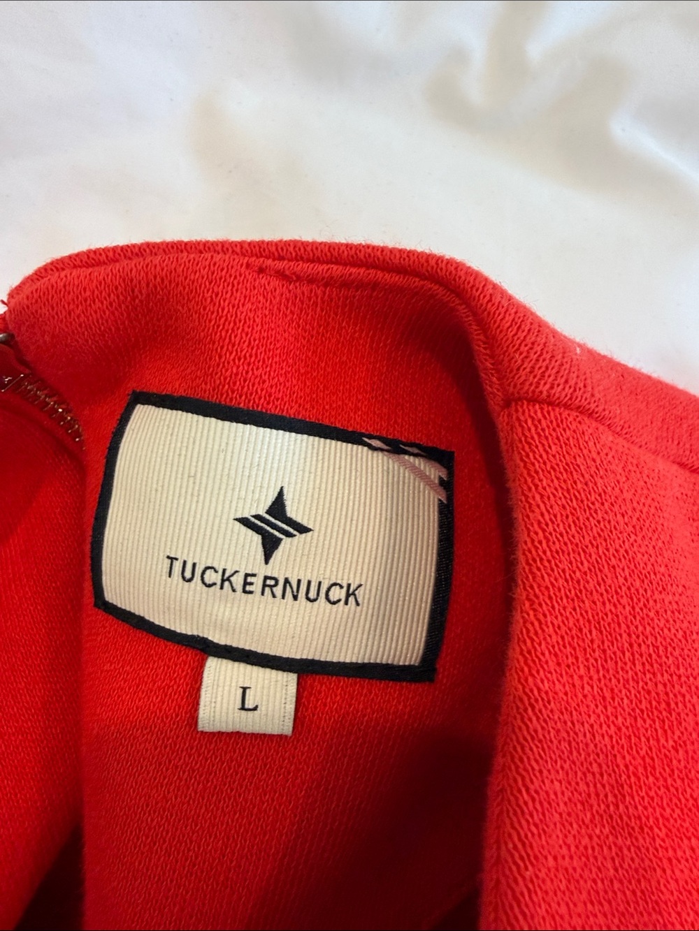 Tuckernuck Bright Red Knit Top with Navy Trim Label - Picture 2 of 3